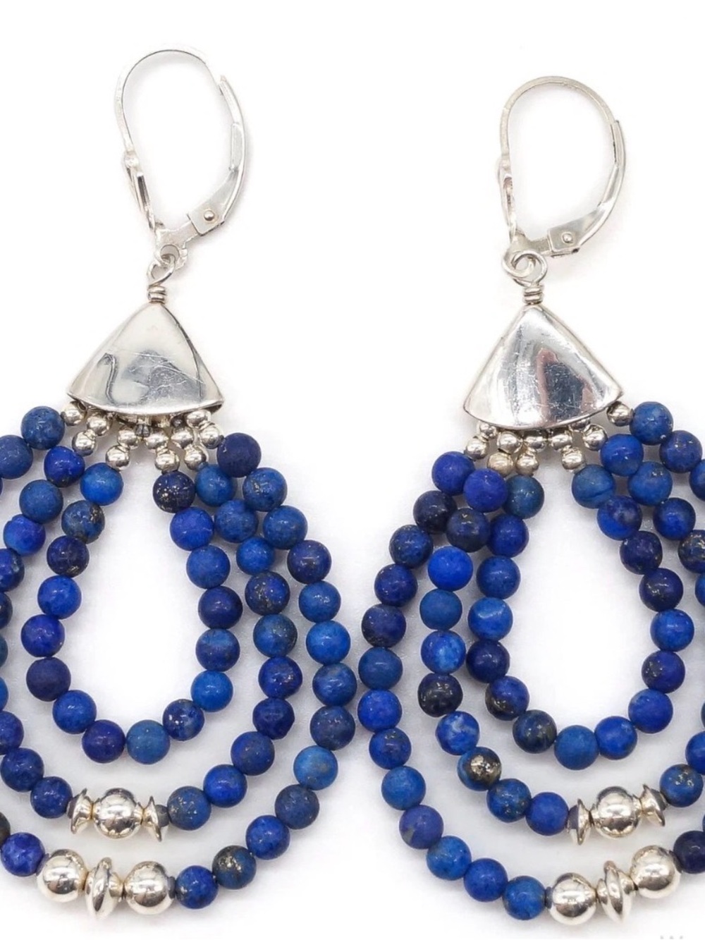 Vintage Desert Rose Trading Lapis Drop Earrings - Sterling Silver Accents